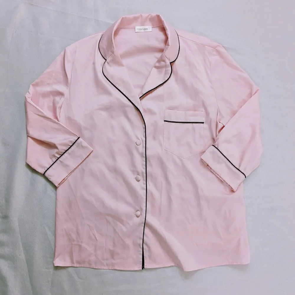Missroomie Light Pink Pajama Set Silky and Luxurious Size Large